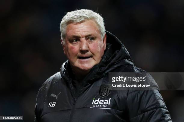 Steve Bruce, Manager of West Bromwich Albion looks on during the Sky Bet Championship between Preston North End and West Bromwich Albion at Deepdale...