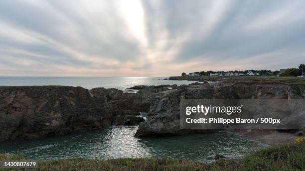 scenic view of sea against sky,pornichet,france - baron beach stock pictures, royalty-free photos & images