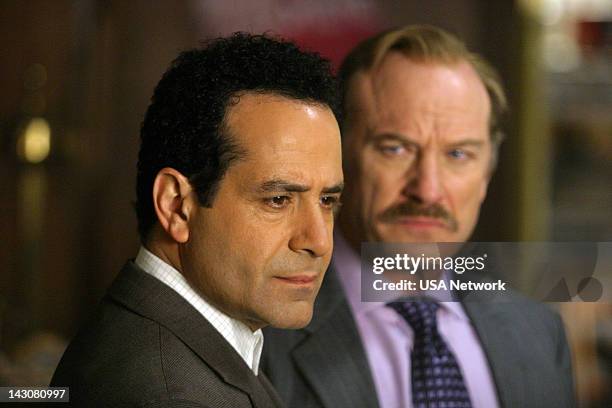 Mr. Monk Meets the Godfather" Episode 2 -- Pictured: Tony Shalhoub as Adrian Monk, Ted Levine as Captain Leland Stottlemeyer --