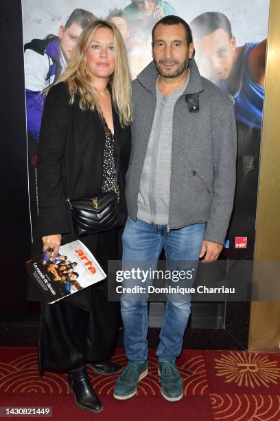 Caroline Faindt and Zinedine Soualem attend "Le Monde De Demain" premiere at Le Grand Rex on October 05, 2022 in Paris, France.