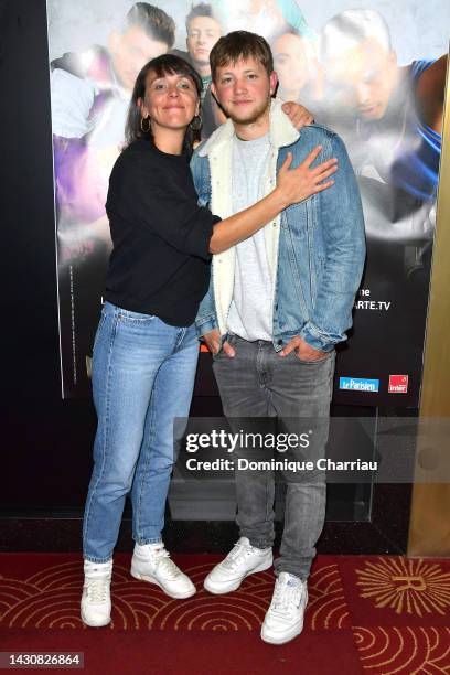 Emmanuelle Hiron and Anthony Bajon attend "Le Monde De Demain" premiere at Le Grand Rex on October 05, 2022 in Paris, France.