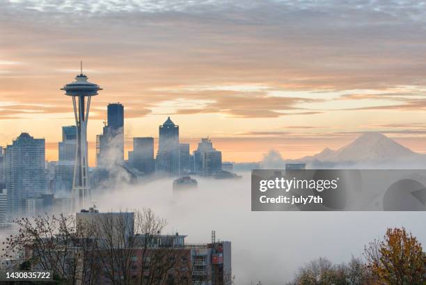 seattle at dawn - seattle imagens e fotografias de stock