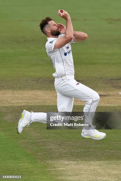 Michael Neser of Queensland bowls during the Sheffield Shield match between Queensland Bulls and Tasmania Tigers at Allan Border Field, on October 06...