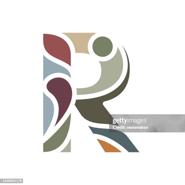 ilustraciones, imágenes clip art, dibujos animados e iconos de stock de ilustración vectorial de alfabetos de bloques coloridos modernos - letra r