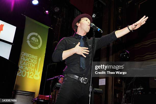 Singer-songwriter Gavin DeGraw performs at the third annual Origins Rocks Earth Month concert hosted by eco-minded beauty brand Origins at Webster...