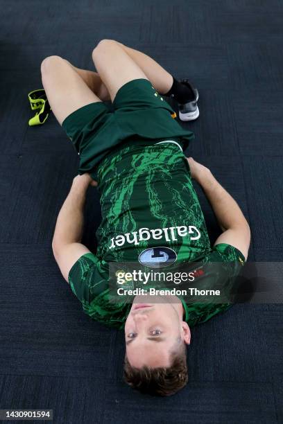 Cameron Murray takes part in a gym session during an Australia Kangaroos media opportunity ahead of the Rugby League World Cup at E-Lab Training on...