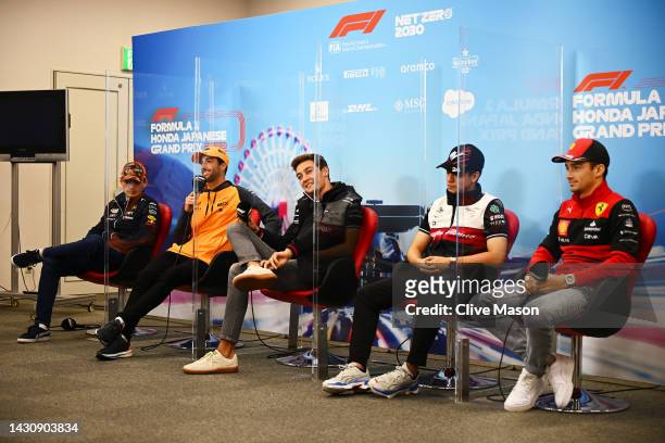 Max Verstappen of the Netherlands and Oracle Red Bull Racing, Daniel Ricciardo of Australia and McLaren, George Russell of Great Britain and...