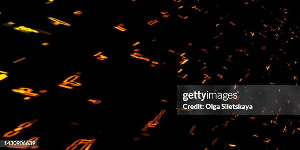 glowing particles on black background - technology or innovation photos et images de collection