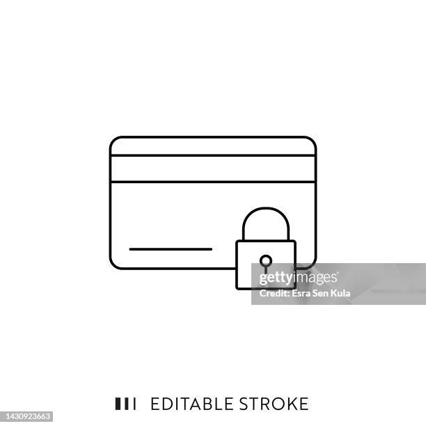 credit card security line icon design with editable stroke - card reader white background stock illustrations