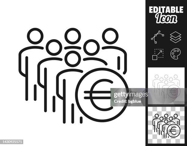 stockillustraties, clipart, cartoons en iconen met crowd with euro sign. icon for design. easily editable - crowdfunding