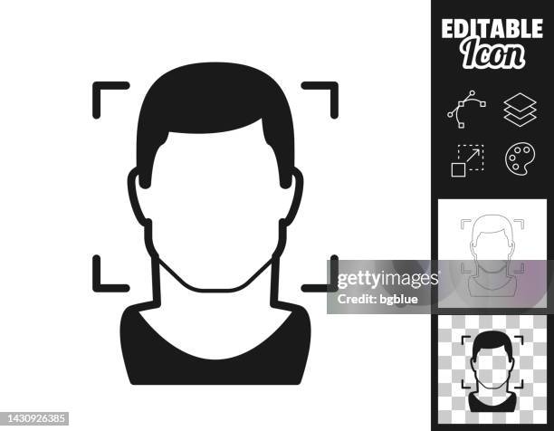 facial recognition with man. icon for design. easily editable - face scan screen stock illustrations