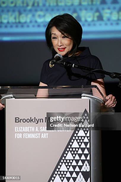 Journalist and honoree Connie Chung speaks on stage during the Brooklyn Museum's Sackler Center First Awards at the Brooklyn Museum on April 18, 2012...