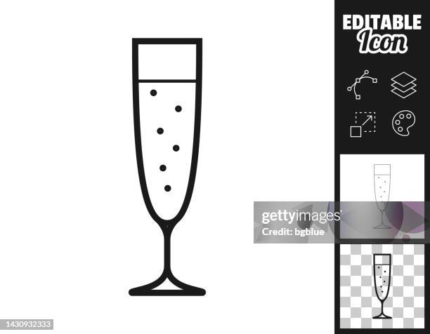 glass of champagne. icon for design. easily editable - champagne flute transparent background stock illustrations