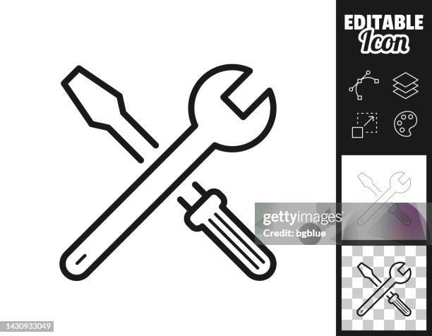 tools - wrench and screwdriver. icon for design. easily editable - screwdriver stock illustrations