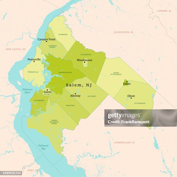 nj salem county vector map green - delaware bay 幅插畫檔、美工圖案、卡通及圖標