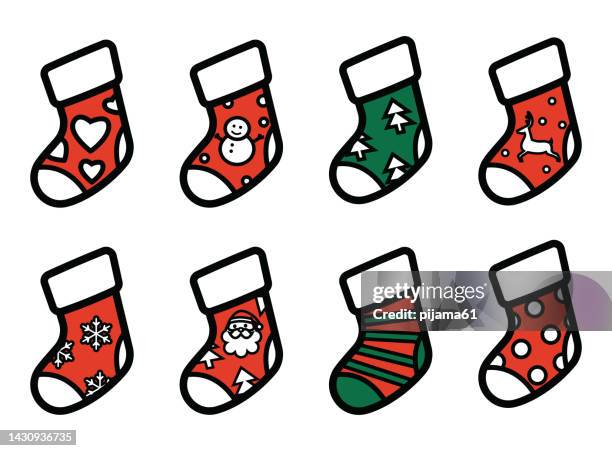 christmas stockings. - knitted socks stock illustrations