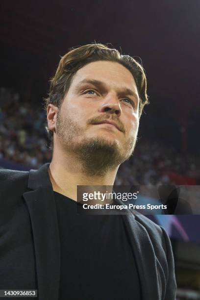 Edin Terzic, head coach of Borussia Dortmund, looks on during the UEFA Champions League, Group G, football match played between Sevilla FC and...