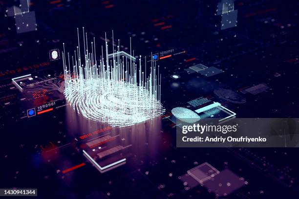 data security fingerprint scan - data privacy imagens e fotografias de stock