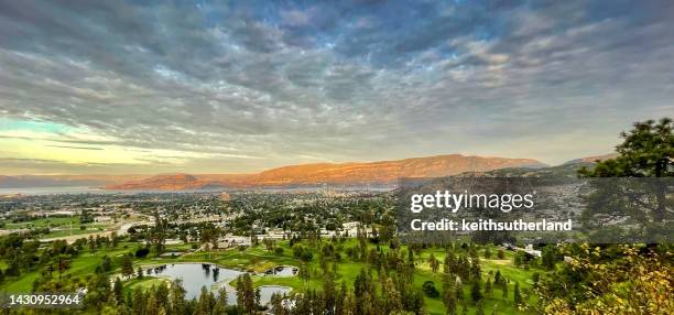 aerial view of kelowna, british columbia, canada - kelowna stock-fotos und bilder