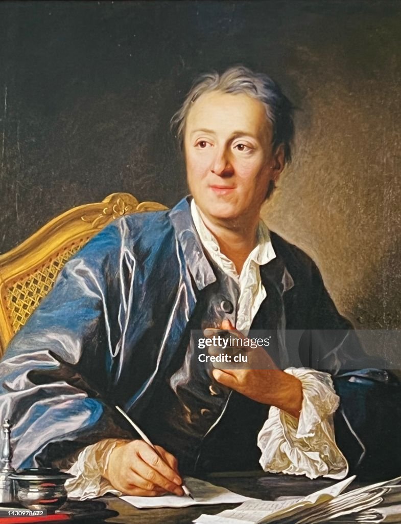 Denis Diderot Writing A Letter At His Desk HighRes Vector Graphic