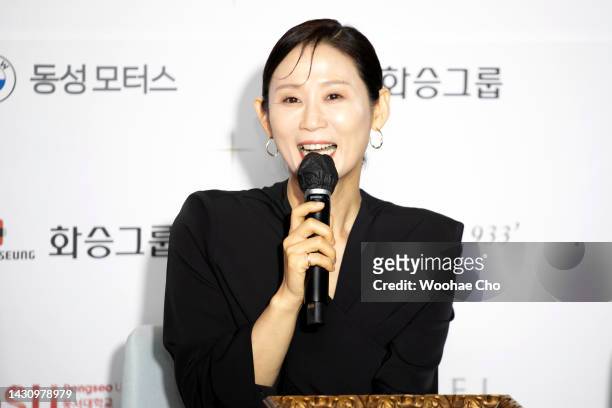 Kim Sun-Young attends the Hand-printing ceremony before the 2022 Buil Film Awards during the 27th Busan International Film Festival at Signiel Busan...