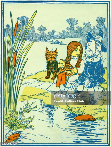 The Wizard of Oz by L. Frank Baum book. Illustration by W. W. Denslow. Caption: 'I was only made yesterday,' said the Scarecrow. Published by Bobbs...