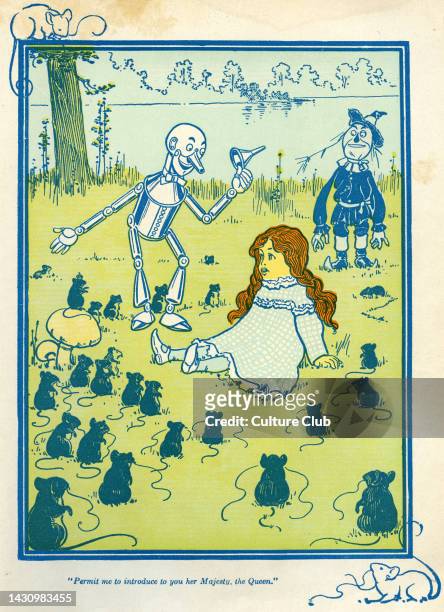 The Wizard of Oz by L. Frank Baum book. Illustration by W. W. Denslow. Caption: Permit me to introduce you her Majesty, the Queen. Published by Bobbs...