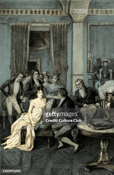 Madame Juliette Recamier Surrounded by literary and political figures: Charles Rodier, Chateaubriand, Sophie Gay, Benjamin Constant, Mme Ancelot, Mme...