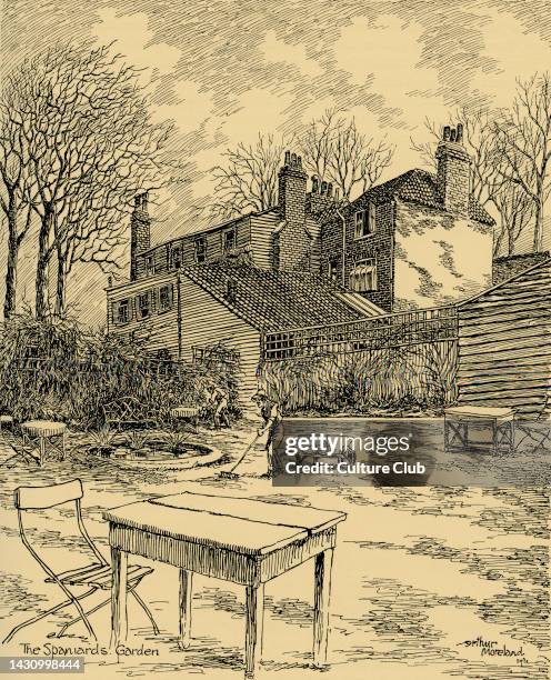 The Spaniard's Garden, Hampstead, London, scene of the tea party in The Pickwick Papers, novel by Charles Dickens. Illustration from Dickens...