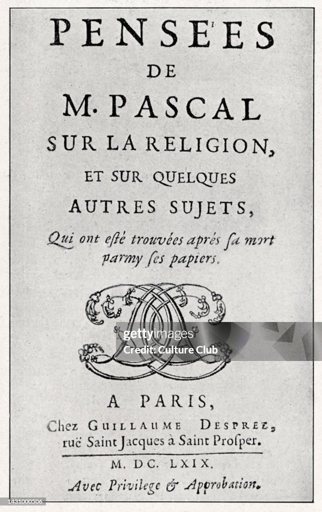 'Pensées' title page for