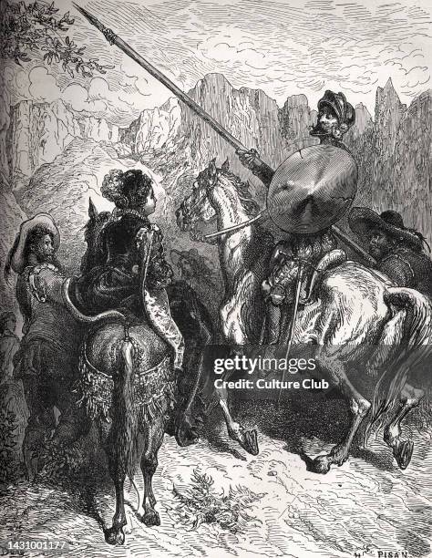 The History of Don Quixote written by Miguel de Cervantes , Spanish author, and illustrated by Gustav Dore 1863. Caption to illustration of Don...