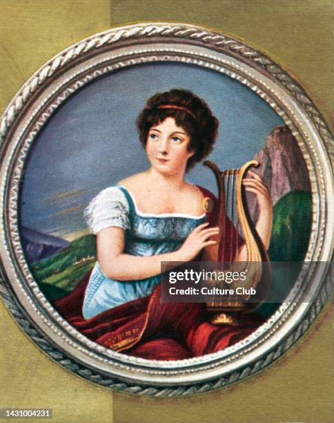 Anne Louise Germaine de Staël-commonly known as Madame de Staël. Portrait of the French-Swiss writer playing the lyre. 22 April 1766-14 July 1817....