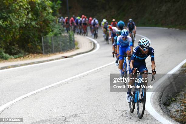 Ivan Ramiro Sosa Cuervo of Colombia and Movistar Team competes during the 106th Gran Piemonte 2022 a 198km one day race from Omegna to Beinasco /...