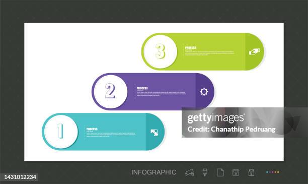 vector infographic template with three steps or options. illustration presentation with line elements icons. business concept design can be used for web, brochure, diagram - 3 step circle stock illustrations