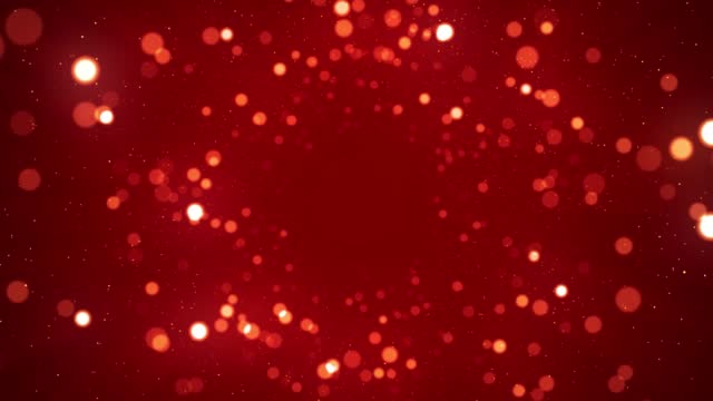 Tunnel of luminous particles on a red background