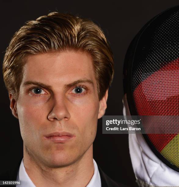 German foil fencer Peter Joppich poses during a portrait session on April 16, 2012 in Bonn, Germany.