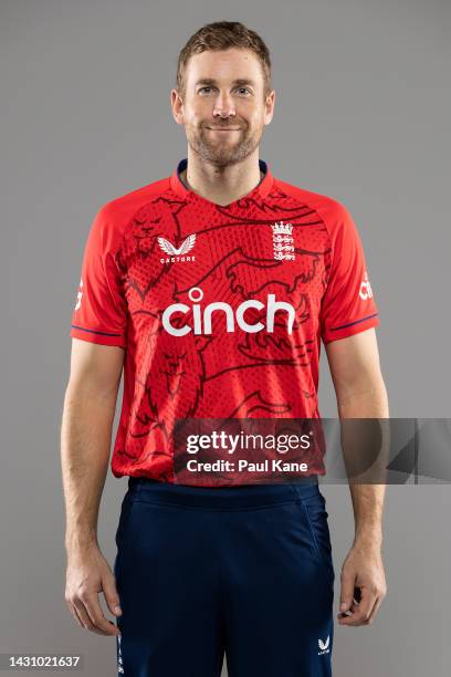 Dawid Malan poses during the England T20 team headshots session at Optus Stadium on October 06, 2022 in Perth, Australia.