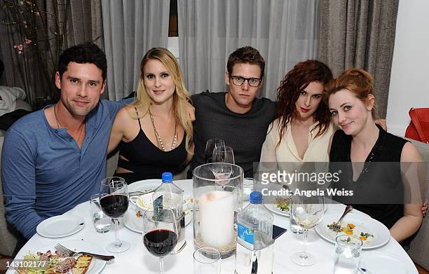 Actor Ben Hollingsworth, Nila Myers, actor Zack Roerig, actresses Rumer Willis and Shannon Collis attend the 'Black November' post-screening dinner...