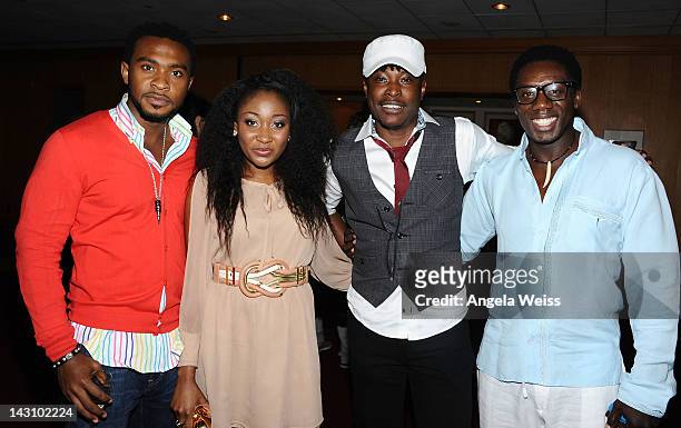 Actor Enyinna Nwigwe, Mbong Amata, director Jeta Amata and actor Hakeem Kae-Kazim attend the 'Black November' screening on April 18, 2012 in Beverly...