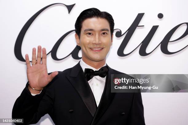 Choi Si-Won aka Siwon of South Korean boy band Super Junior attends a photocall for 'Cartier Masion Cheongdam' reopening party on October 06, 2022 in...