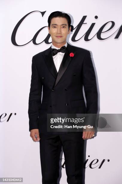Choi Si-Won aka Siwon of South Korean boy band Super Junior attends a photocall for 'Cartier Masion Cheongdam' reopening party on October 06, 2022 in...