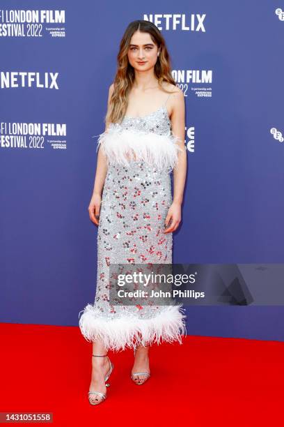 Raffey Cassidy attends the "White Noise" UK premiere during the 66th BFI London Film Festival at The Royal Festival Hall on October 06, 2022 in...