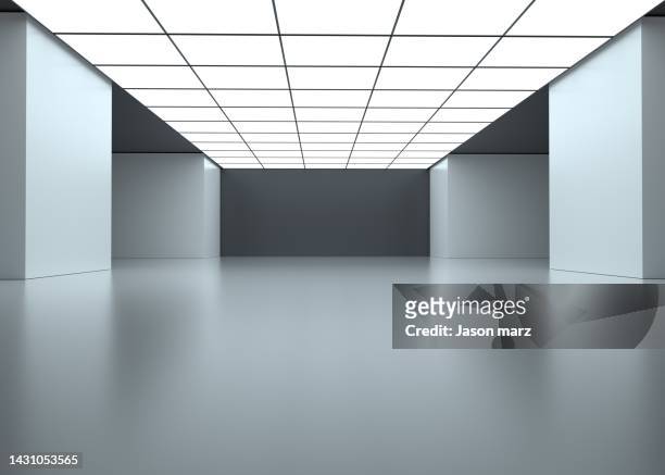 3d rendering exhibition background - white warehouse stock pictures, royalty-free photos & images