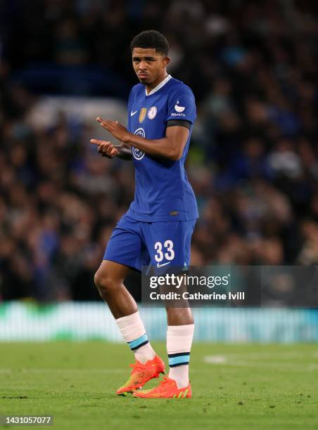 Wesley Fofana of Chelsea during the UEFA Champions League group E match between Chelsea FC and AC Milan at Stamford Bridge on October 05, 2022 in...