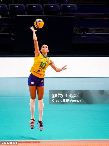 Gabriela Braga Guimaraes of Brazil serves during the Pool E Phase 2 match between Brazil and Puerto Rico on Day 13 of the FIVB Volleyball Womens...