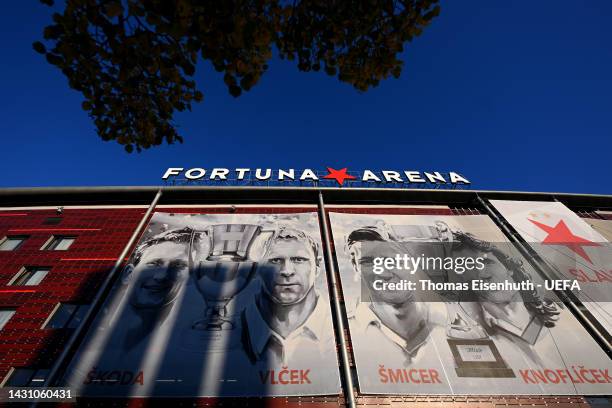 General view outside the stadium prior to the UEFA Europa Conference League group G match between Slavia Praha and CFR Cluj at Generali Arena on...