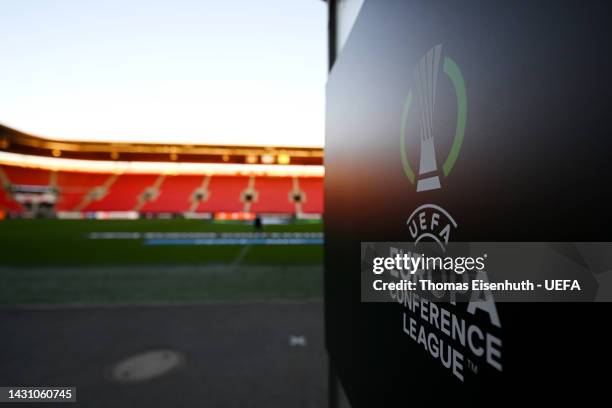 General view inside the stadium prior to the UEFA Europa Conference League group G match between Slavia Praha and CFR Cluj at Generali Arena on...