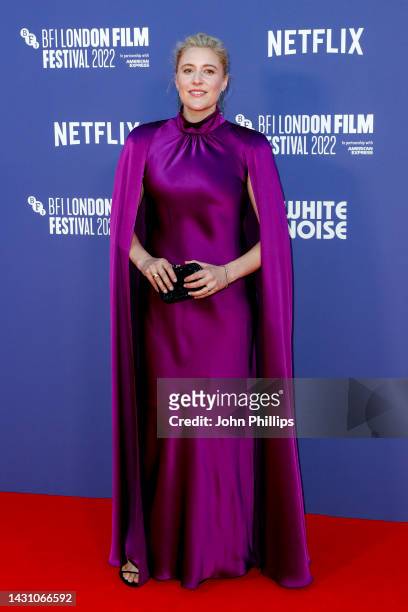 Greta Gerwig attends the "White Noise" UK premiere during the 66th BFI London Film Festival at The Royal Festival Hall on October 06, 2022 in London,...