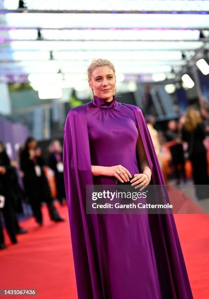 Greta Gerwig attends the "White Noise" UK premiere during the 66th BFI London Film Festival at The Royal Festival Hall on October 06, 2022 in London,...