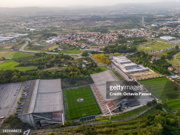 An aerial view of the Estadio Municipal de Braga prior to the UEFA Europa League group D match between Sporting Braga and Royale Union Saint-Gilloise...